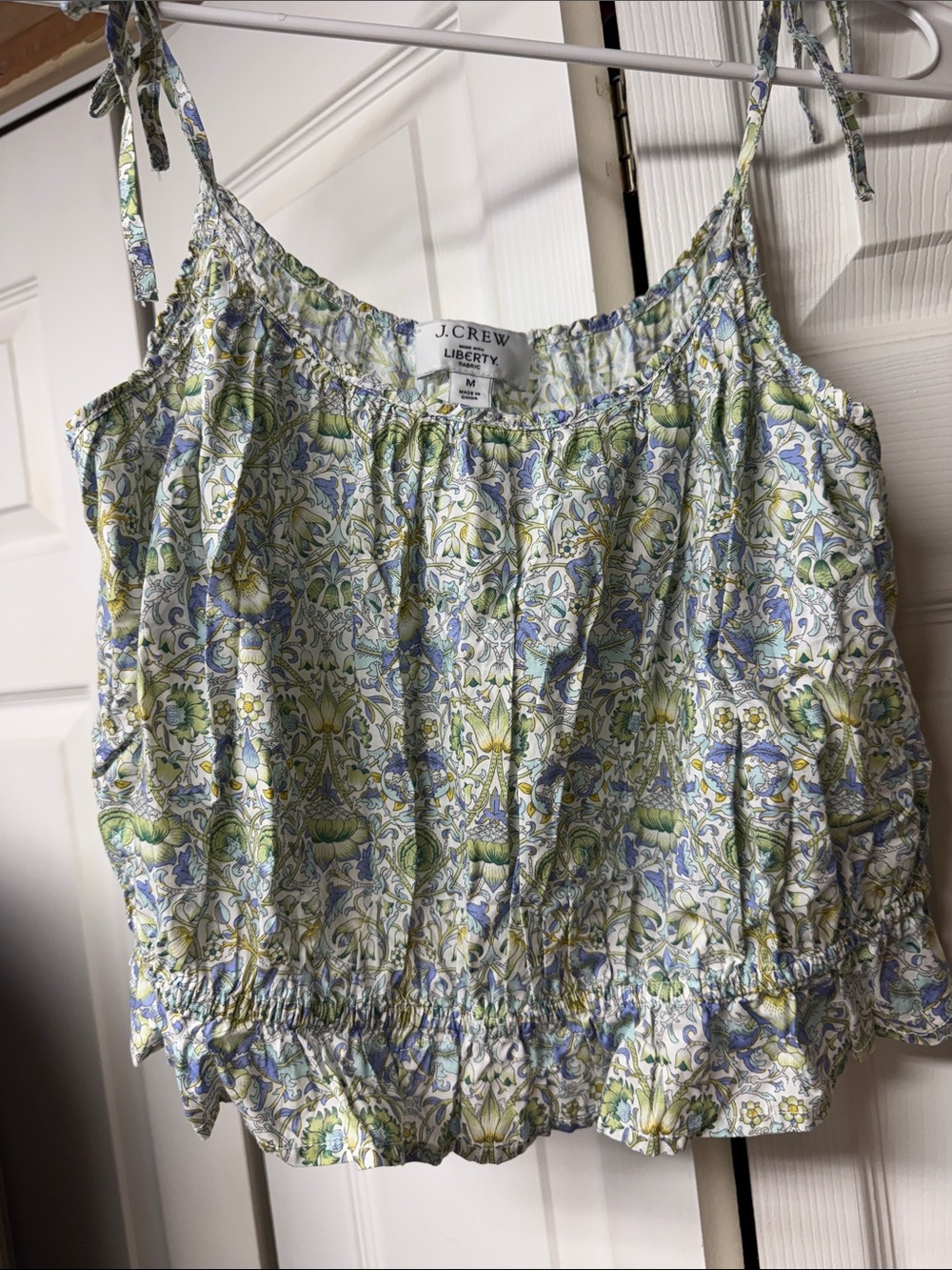 J. Crew Liberty Floral Tie-Shoulder Cami in Blue & Green